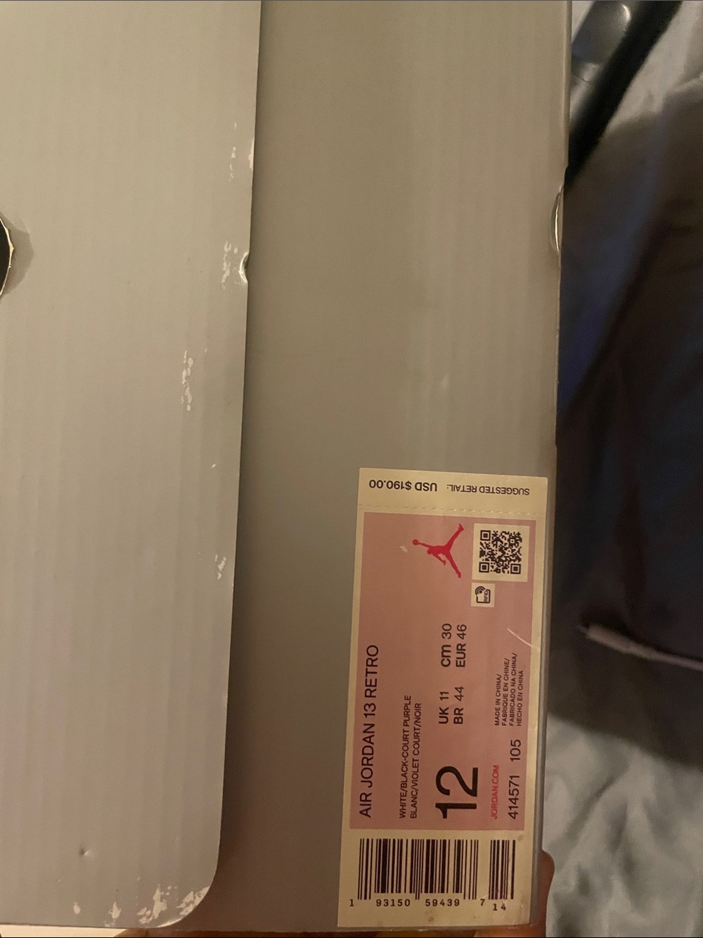 Jordan Air Jordan 13 Retro Box Label - Gray and Pink Accent